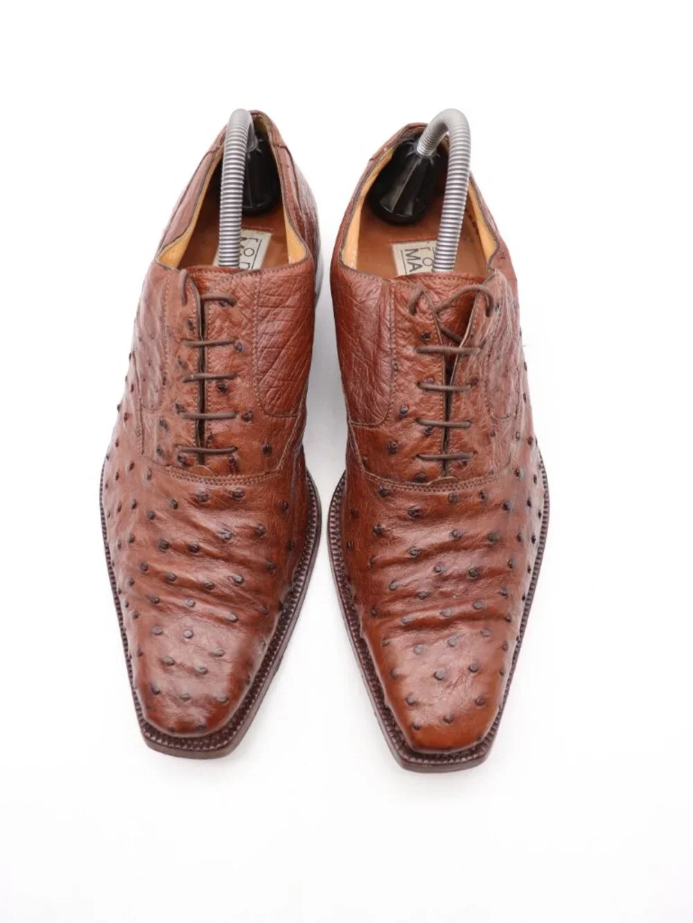 Romano Martegani Men's Size 8.5 Brown Ostrich Leather Oxford Dress Shoes Lace Up
